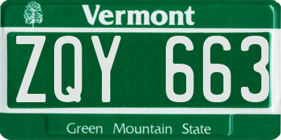 VT license plate ZQY663