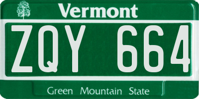 VT license plate ZQY664