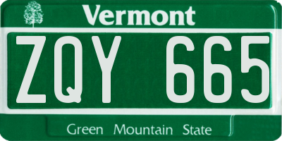 VT license plate ZQY665