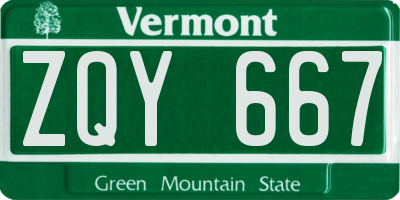 VT license plate ZQY667