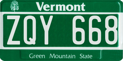 VT license plate ZQY668