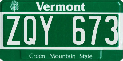 VT license plate ZQY673