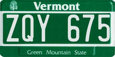 VT license plate ZQY675
