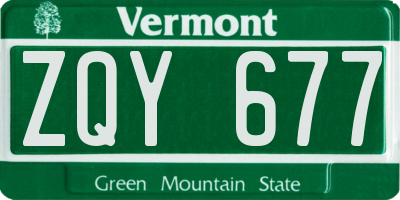 VT license plate ZQY677