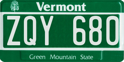 VT license plate ZQY680