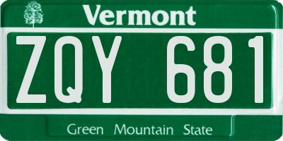 VT license plate ZQY681