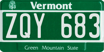 VT license plate ZQY683