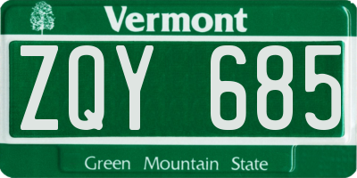 VT license plate ZQY685