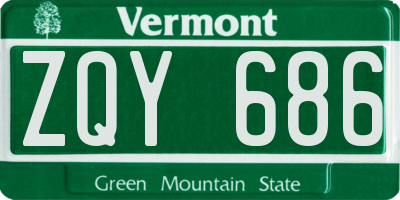 VT license plate ZQY686