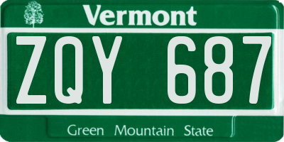VT license plate ZQY687