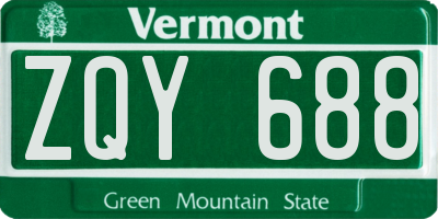 VT license plate ZQY688