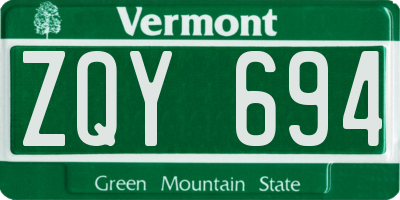VT license plate ZQY694