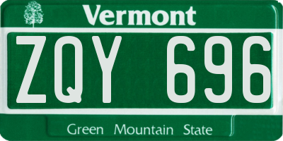 VT license plate ZQY696