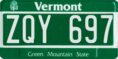 VT license plate ZQY697