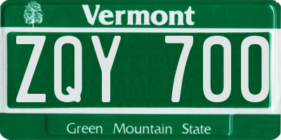 VT license plate ZQY700