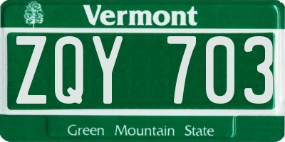 VT license plate ZQY703