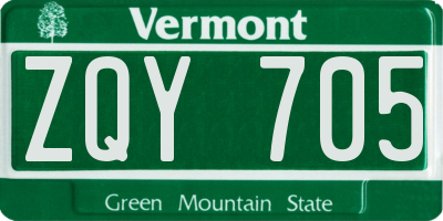VT license plate ZQY705
