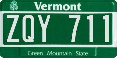 VT license plate ZQY711