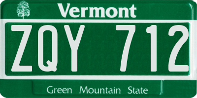 VT license plate ZQY712