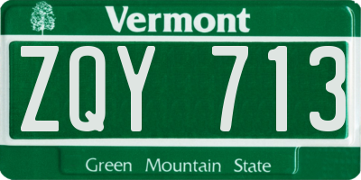 VT license plate ZQY713