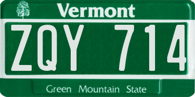 VT license plate ZQY714