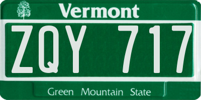 VT license plate ZQY717