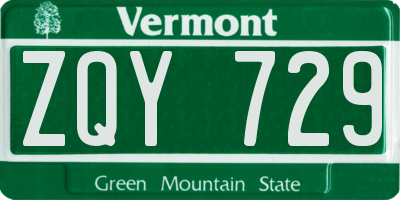 VT license plate ZQY729