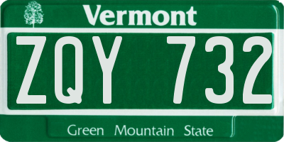 VT license plate ZQY732