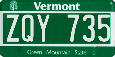 VT license plate ZQY735