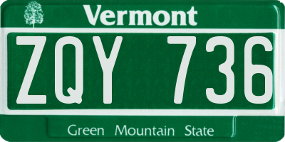 VT license plate ZQY736