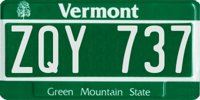 VT license plate ZQY737