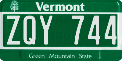 VT license plate ZQY744