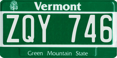 VT license plate ZQY746