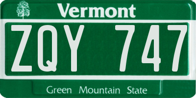 VT license plate ZQY747