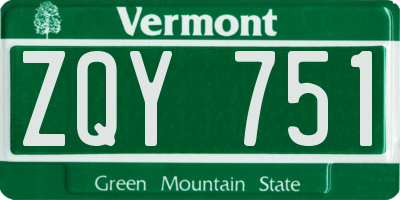 VT license plate ZQY751