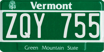 VT license plate ZQY755