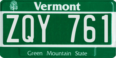 VT license plate ZQY761