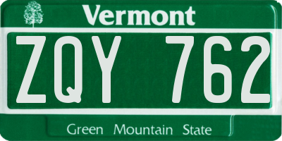 VT license plate ZQY762