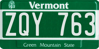 VT license plate ZQY763