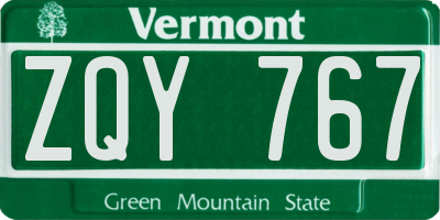 VT license plate ZQY767