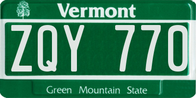 VT license plate ZQY770