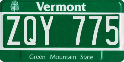 VT license plate ZQY775