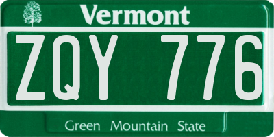 VT license plate ZQY776