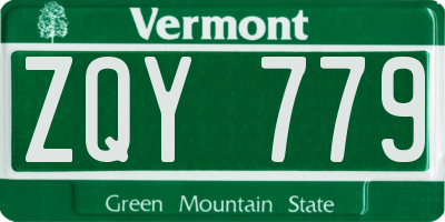 VT license plate ZQY779