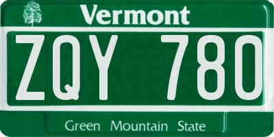 VT license plate ZQY780
