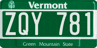 VT license plate ZQY781