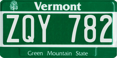 VT license plate ZQY782