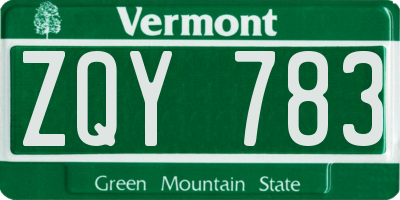 VT license plate ZQY783