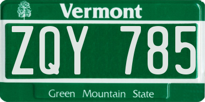 VT license plate ZQY785