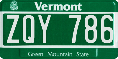 VT license plate ZQY786